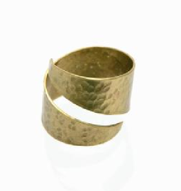 Hammered Brass Wrap Ring - Kenya