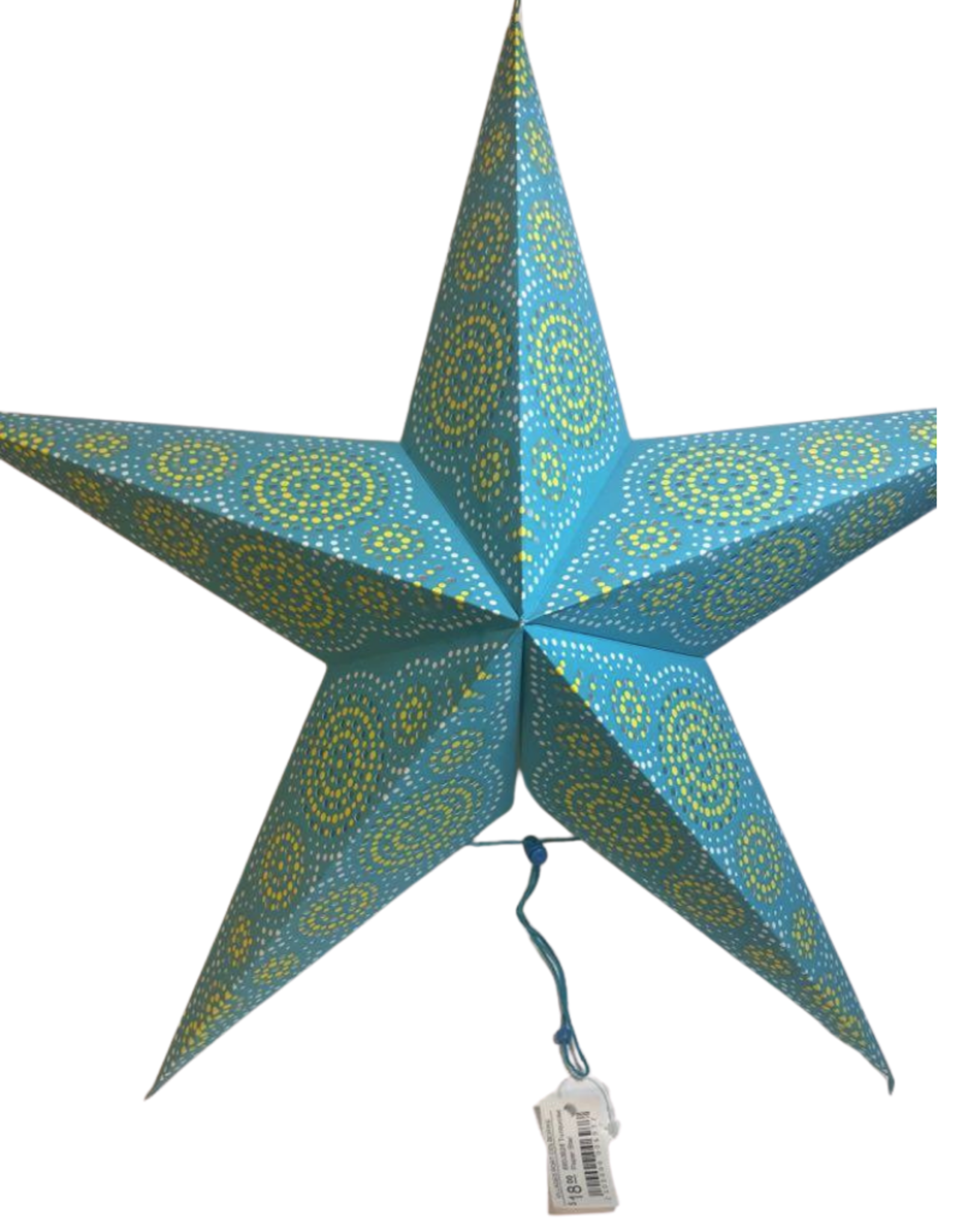 Ten Thousand Villages Turquoise Paper Star Hanging Decoration - India