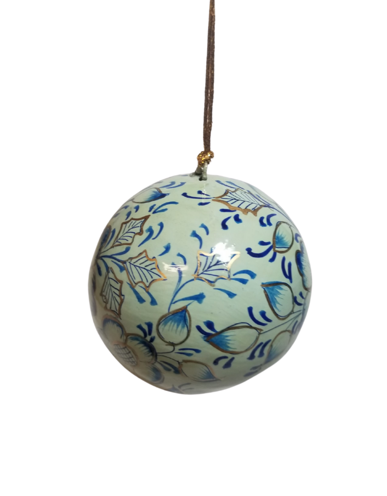 Global Crafts Ornament, Handpainted Blue Floral - India