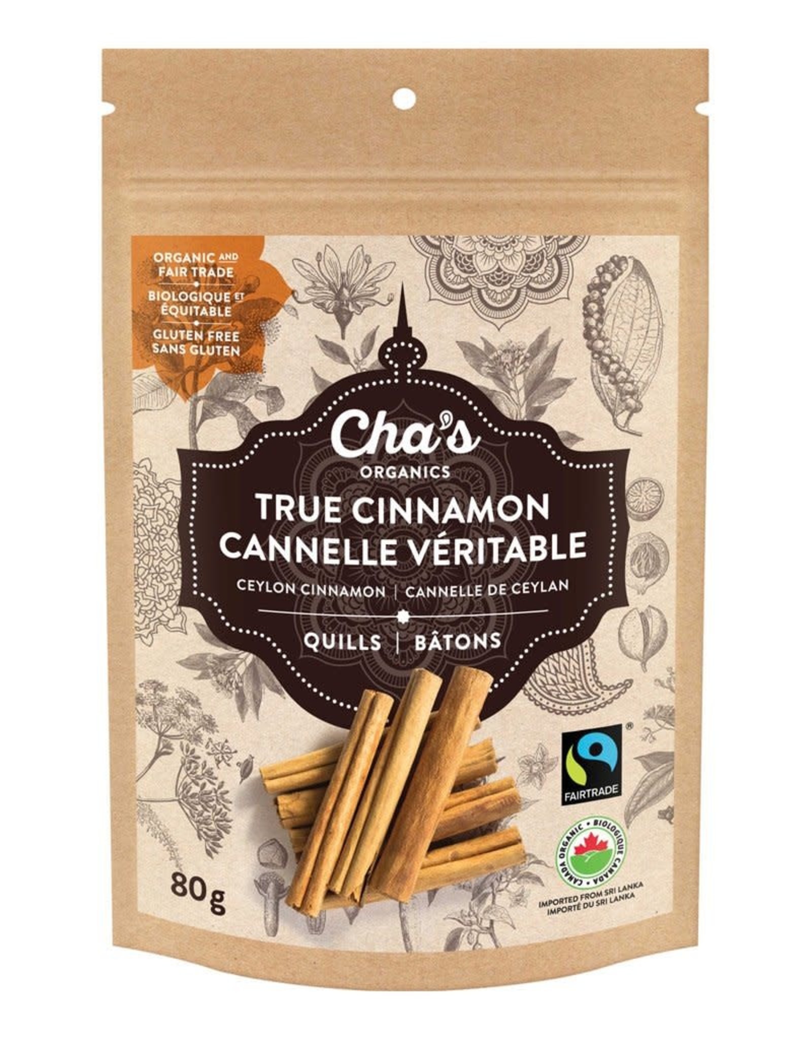 Cha's Organics Cha's True Cinnamon Quills 80g - Sri Lanka
