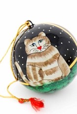 India Ornament, Handpainted Cat Bulb - India