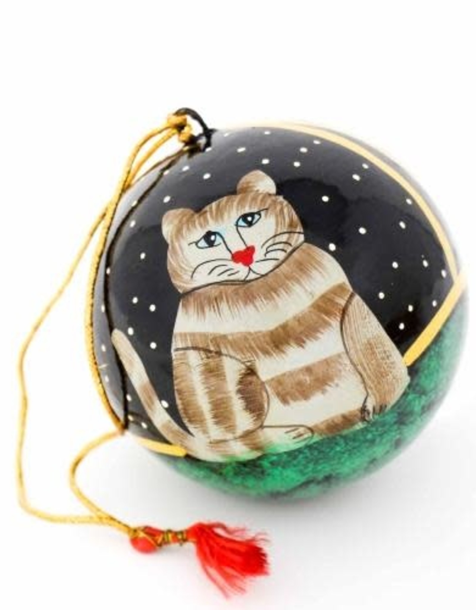 India Ornament, Handpainted Cat Bulb - India