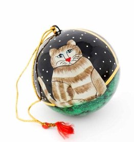 India Ornament, Handpainted Cat Bulb - India