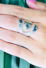 Global Crafts Ring, Alpaca Silver Wrap Abalone (8)