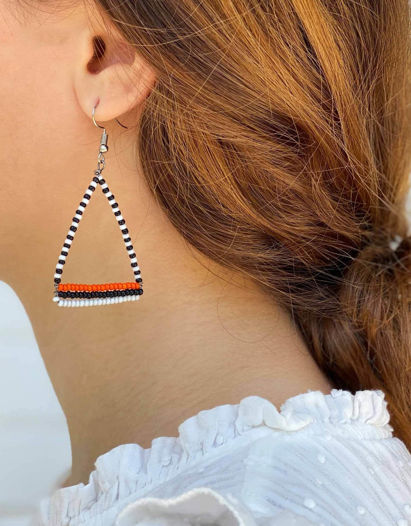 Global Crafts Earrings Maasai Bead Triangle Dangle - Kenya