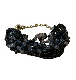 Bracelet Black Glass Multistrand - India