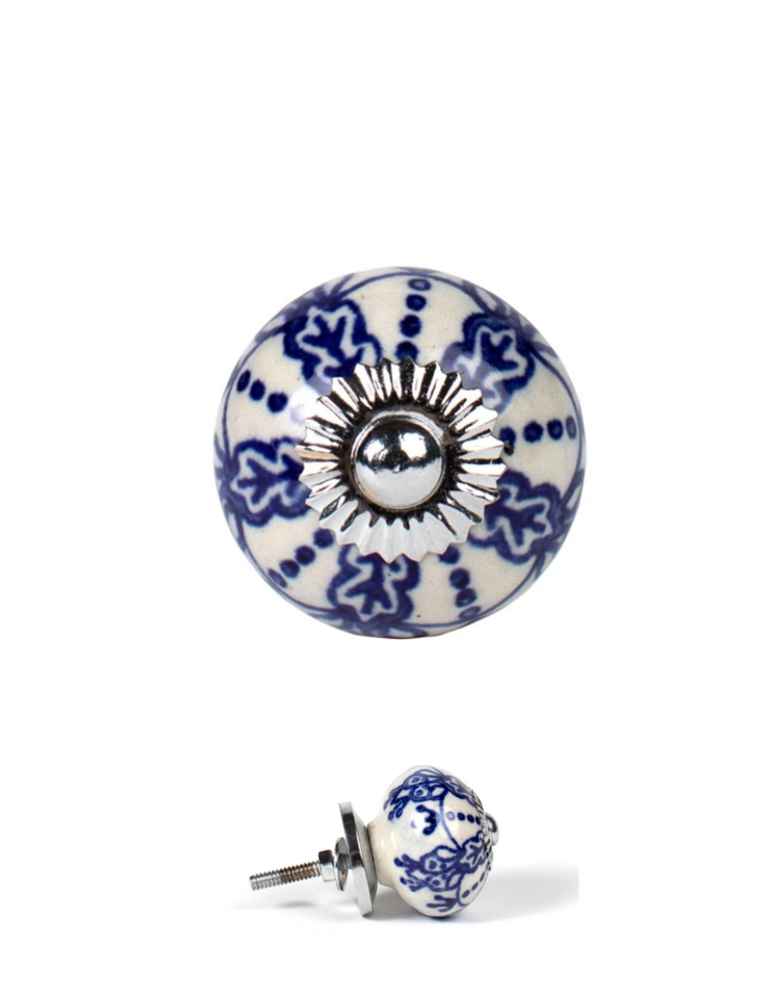 Ten Thousand Villages USA Blue and White Cabinet Knob - India