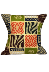 Zimbabwe Pillow Cushion Geometric Squares Batik - Zimbabwe