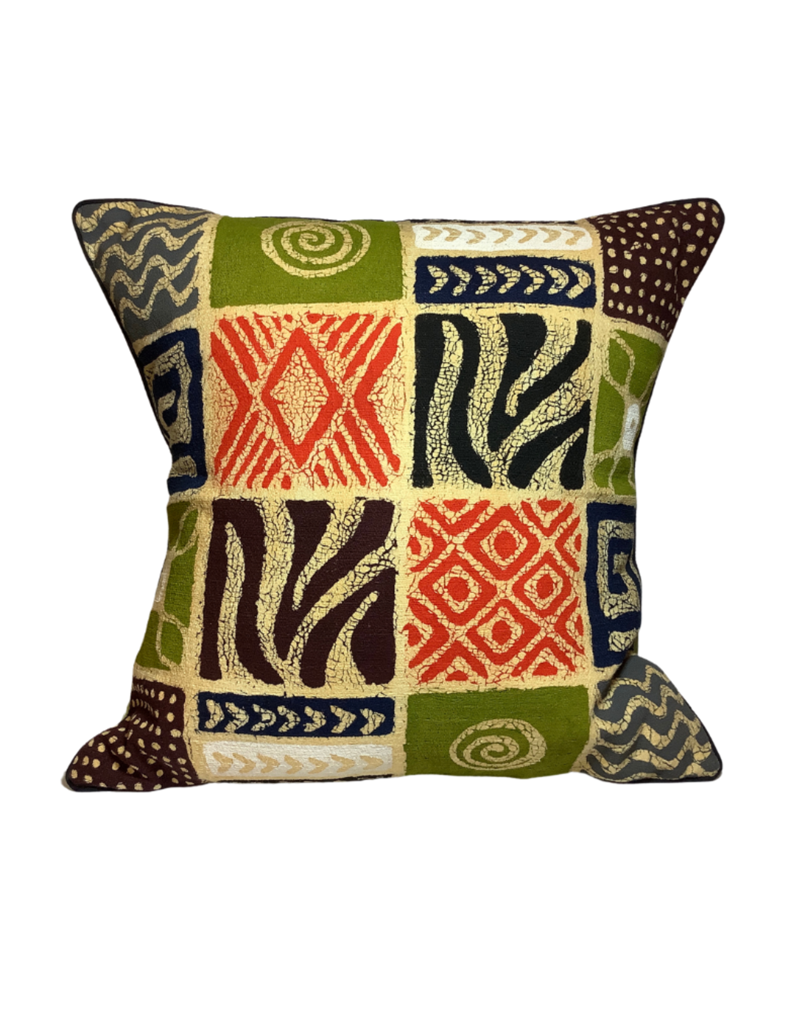 Pillow Cushion Handmade Geometric Squares Batik - Zimbabwe