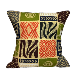 Zimbabwe Pillow Cushion Geometric Squares Batik - Zimbabwe