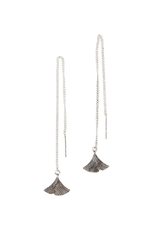 India Earrings Gingko Leaf Silver - India