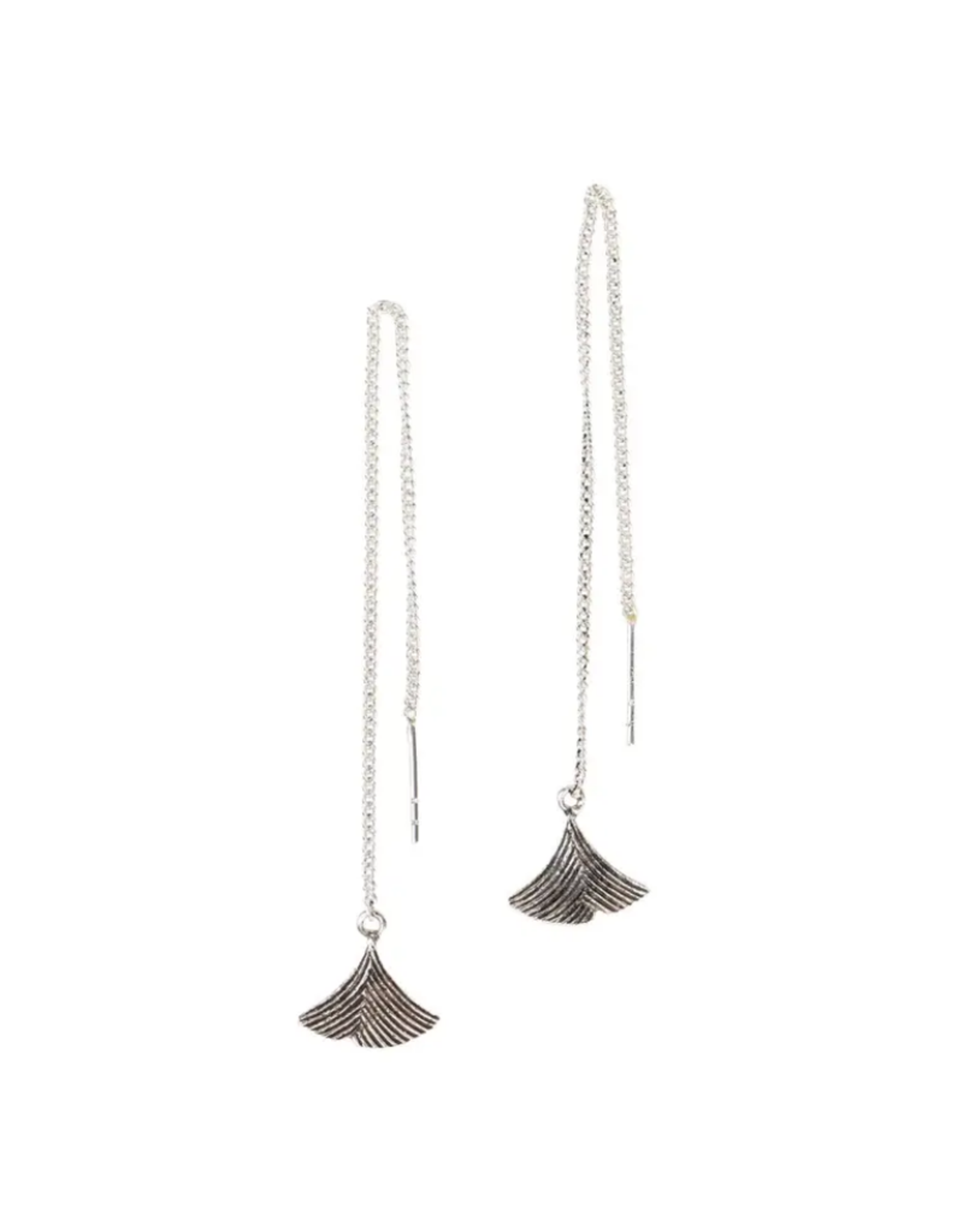 India Earrings Gingko Leaf Silver - India