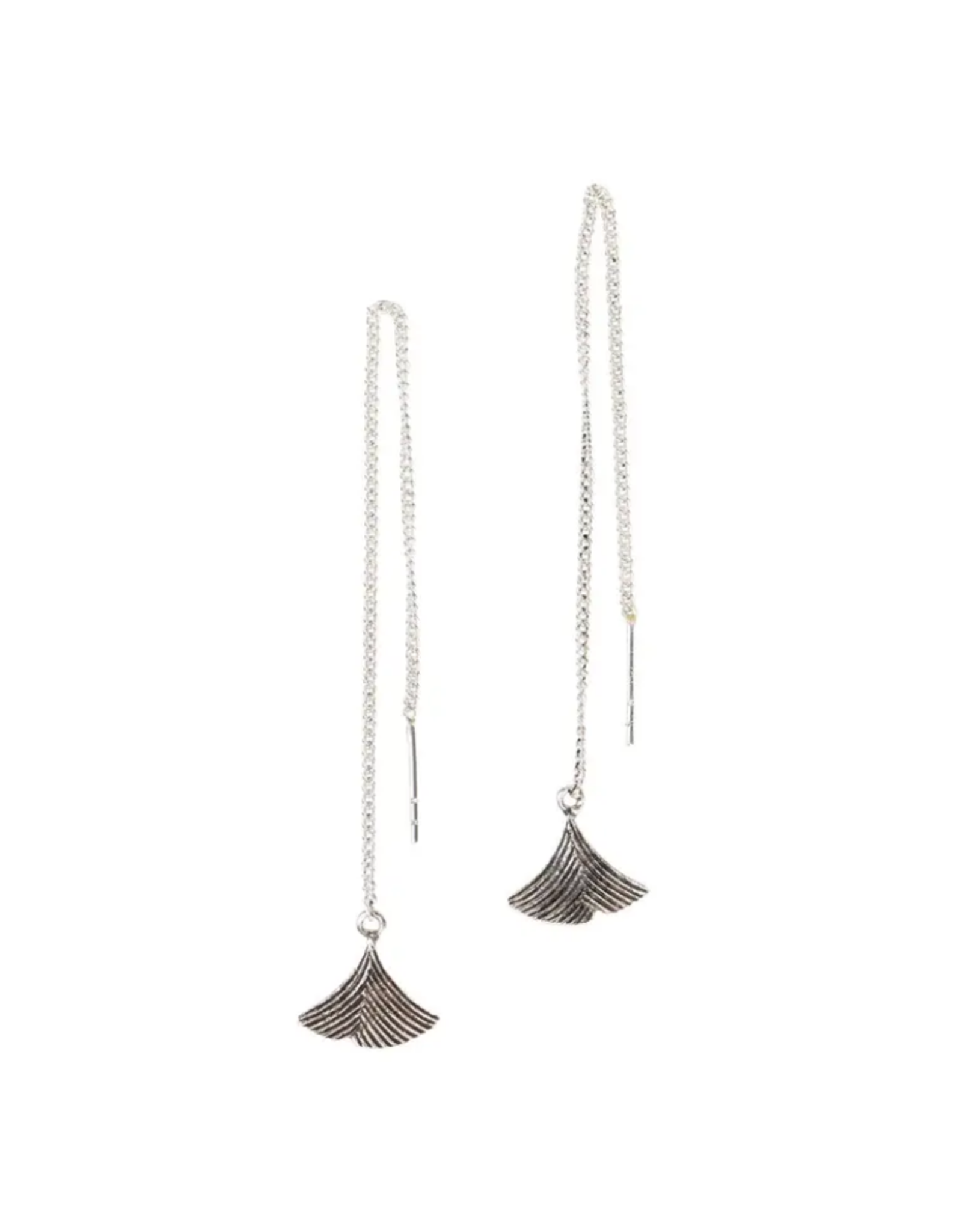 India Earrings Ginkgo Leaf Silver - India