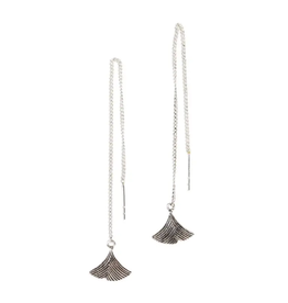 India Earrings Gingko Leaf Silver - India