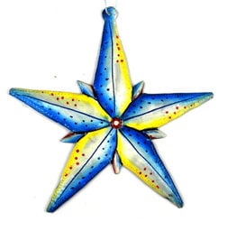 Haiti Ornament Star Bright Painted Metal - Haiti