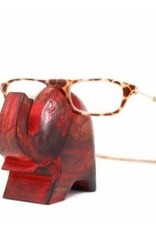 Global Crafts Elephant Eyeglass Stand in Red Wass - India