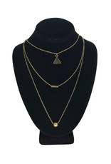 Ten Thousand Villages Necklace 3 Strand Ball/Bar/Triangle Brass - India