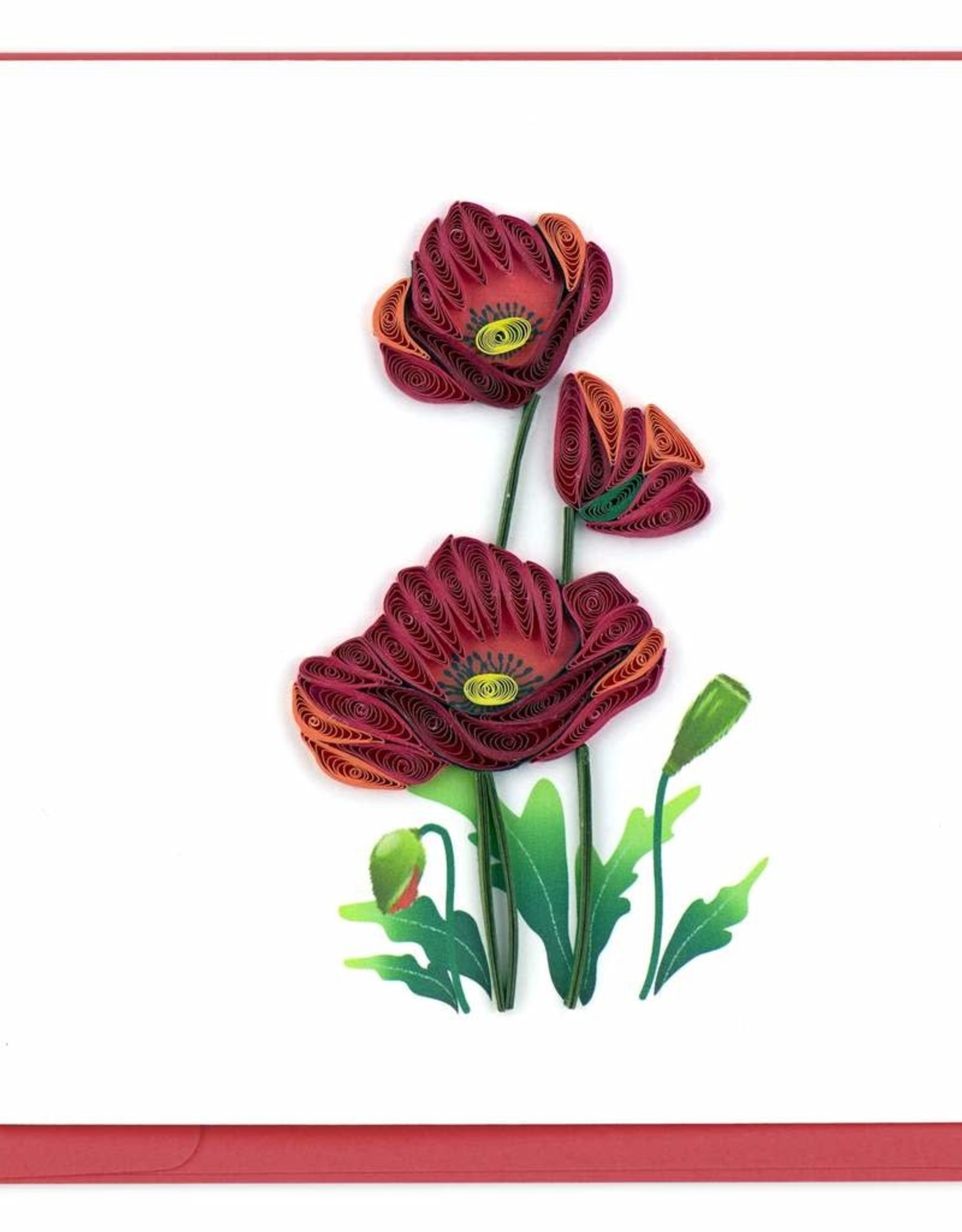 Vietnam Quilling Card Red Poppies - Vietnam