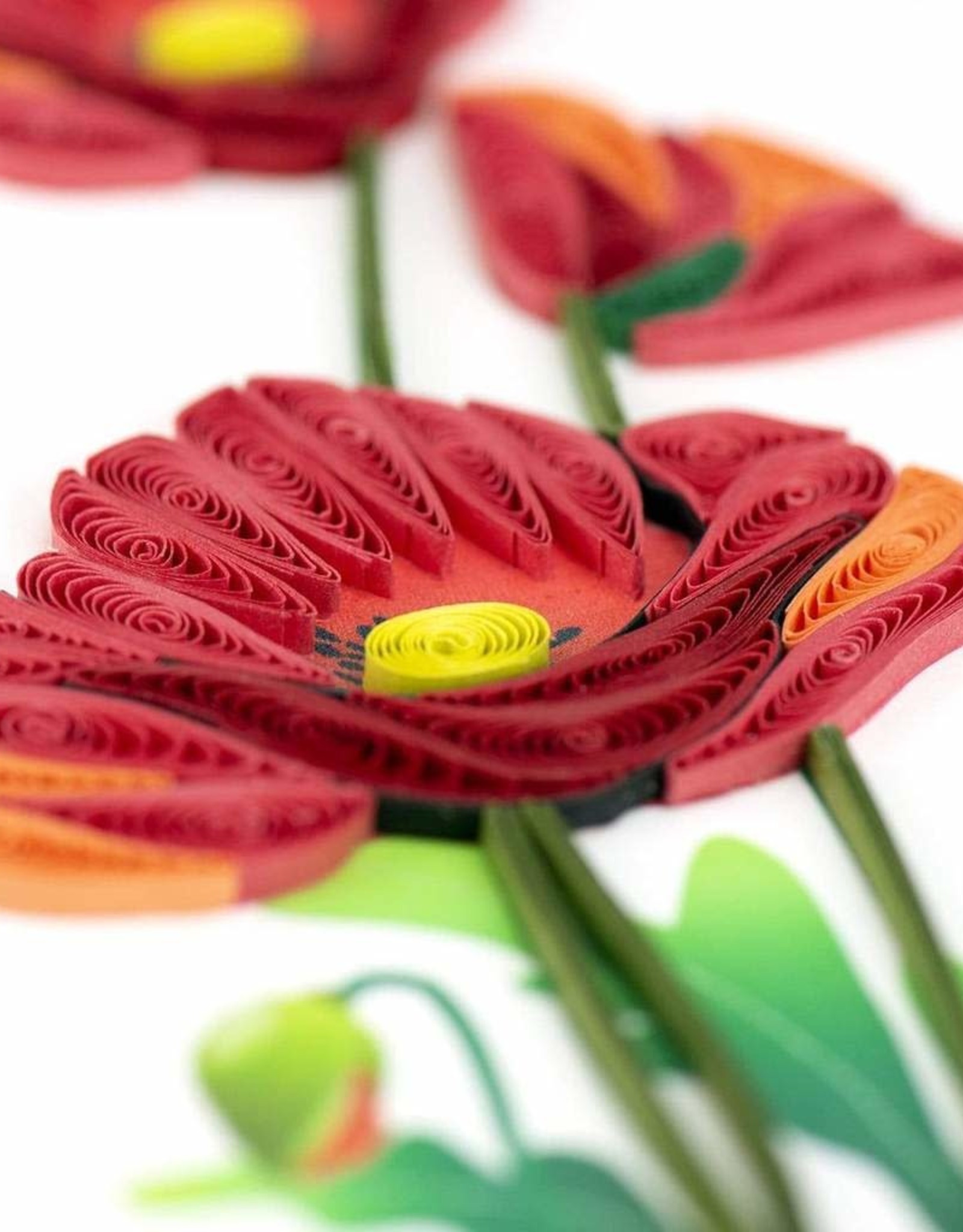 Vietnam Quilling Card Red Poppies - Vietnam