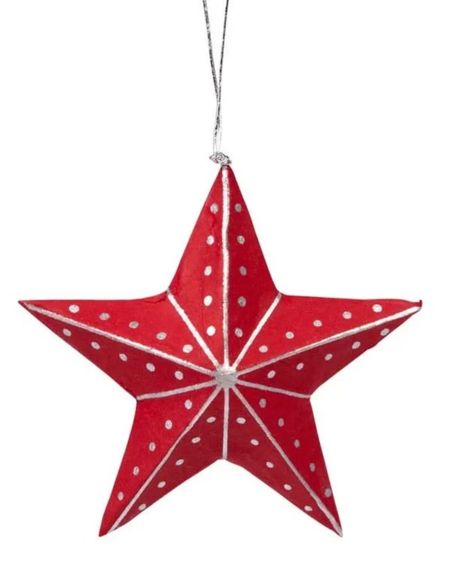 Ten Thousand Villages USA Ornament Red & Silver Star - Bangladesh (Prokritee)