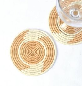 Soko Home Coasters Hand Woven Tea and White Azizi Life - Rwanda