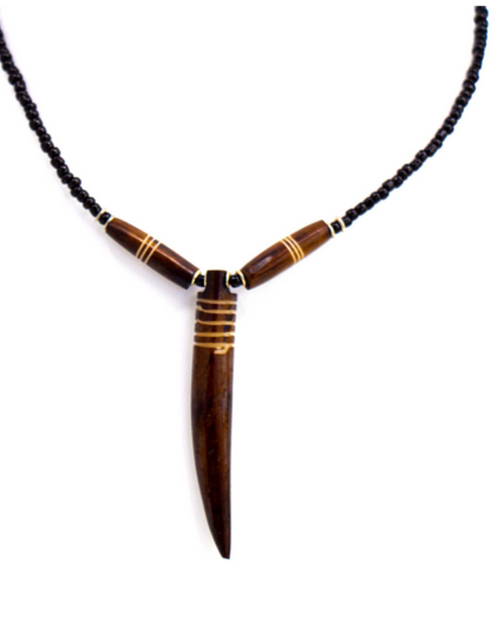 Kenya Necklace Bone Tooth on Leather (Black) - Kenya