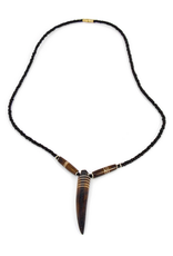 Kenya Necklace Bone Tooth on Leather (Black) - Kenya