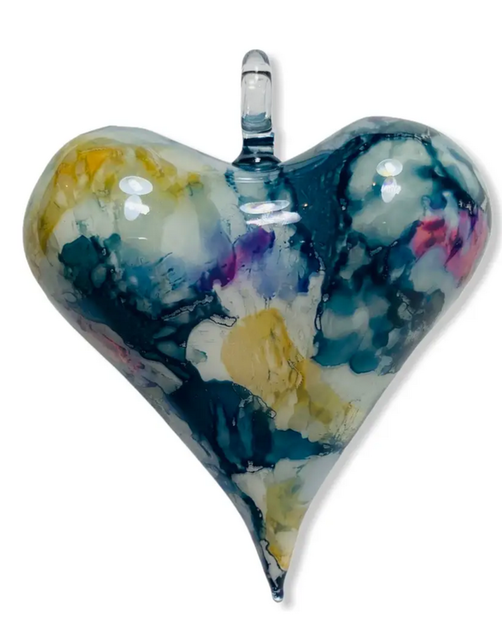 Egypt Ornament Multi-Blue Heart Blown Glass - Egypt