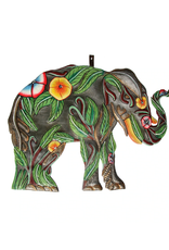 Haiti Wall Art Hibiscus Elephant Haitan Painted Metal 14 Inch - Haiti