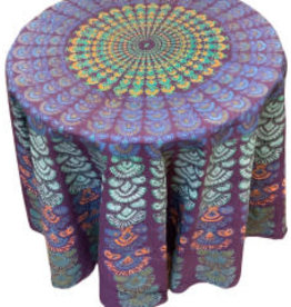 Asha Handicrafts Tablecloth, Round Grape Mandala - India