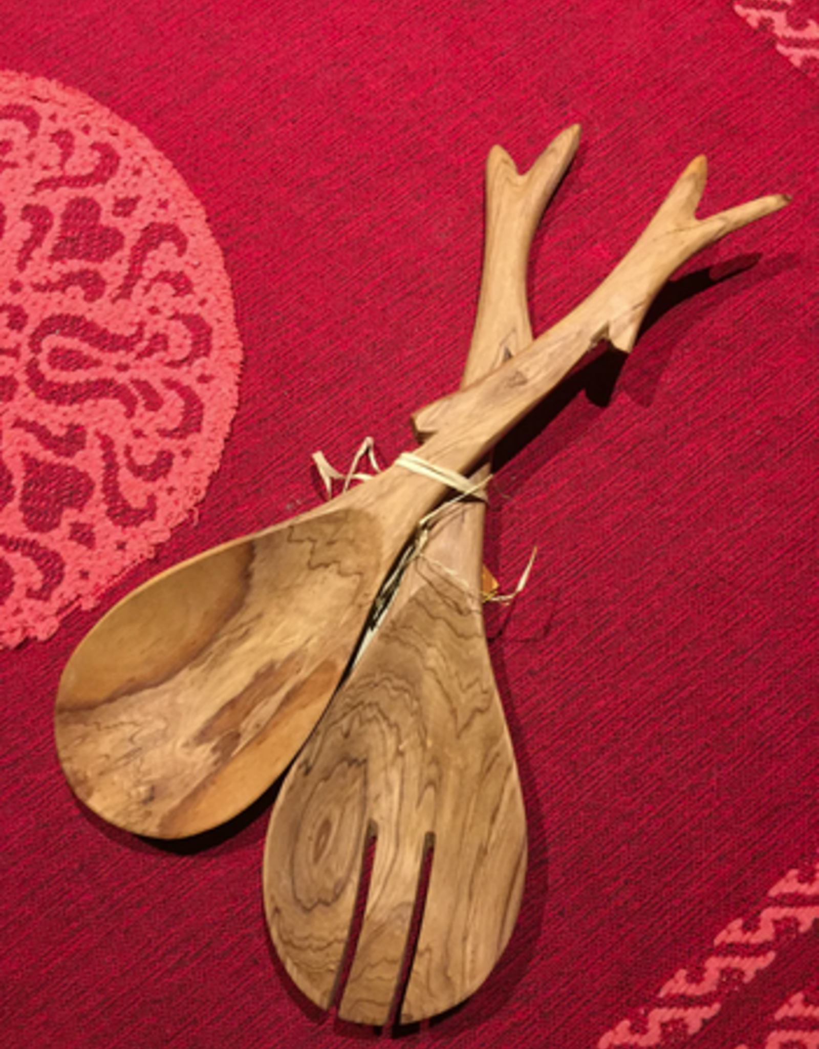 Kenya Salad Servers Carved Wood Branch - Kenya