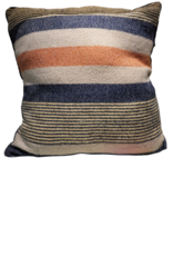 Bunyaad Cushion Pillow Hand Woven Wool Oran/Navy 18"- Pakistan
