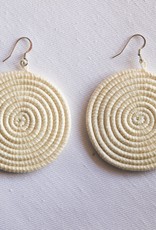 Rwanda Earrings Large Disc White/Natural Azizi Life  - Rwanda