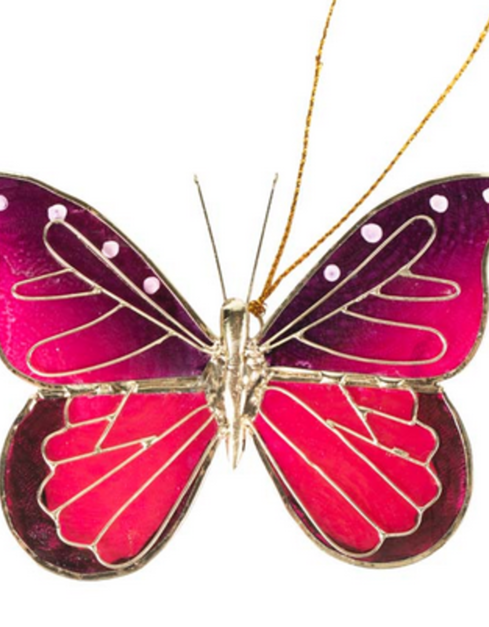Ten Thousand Villages USA Ornament, Pink Capiz Butterfly - Philippines