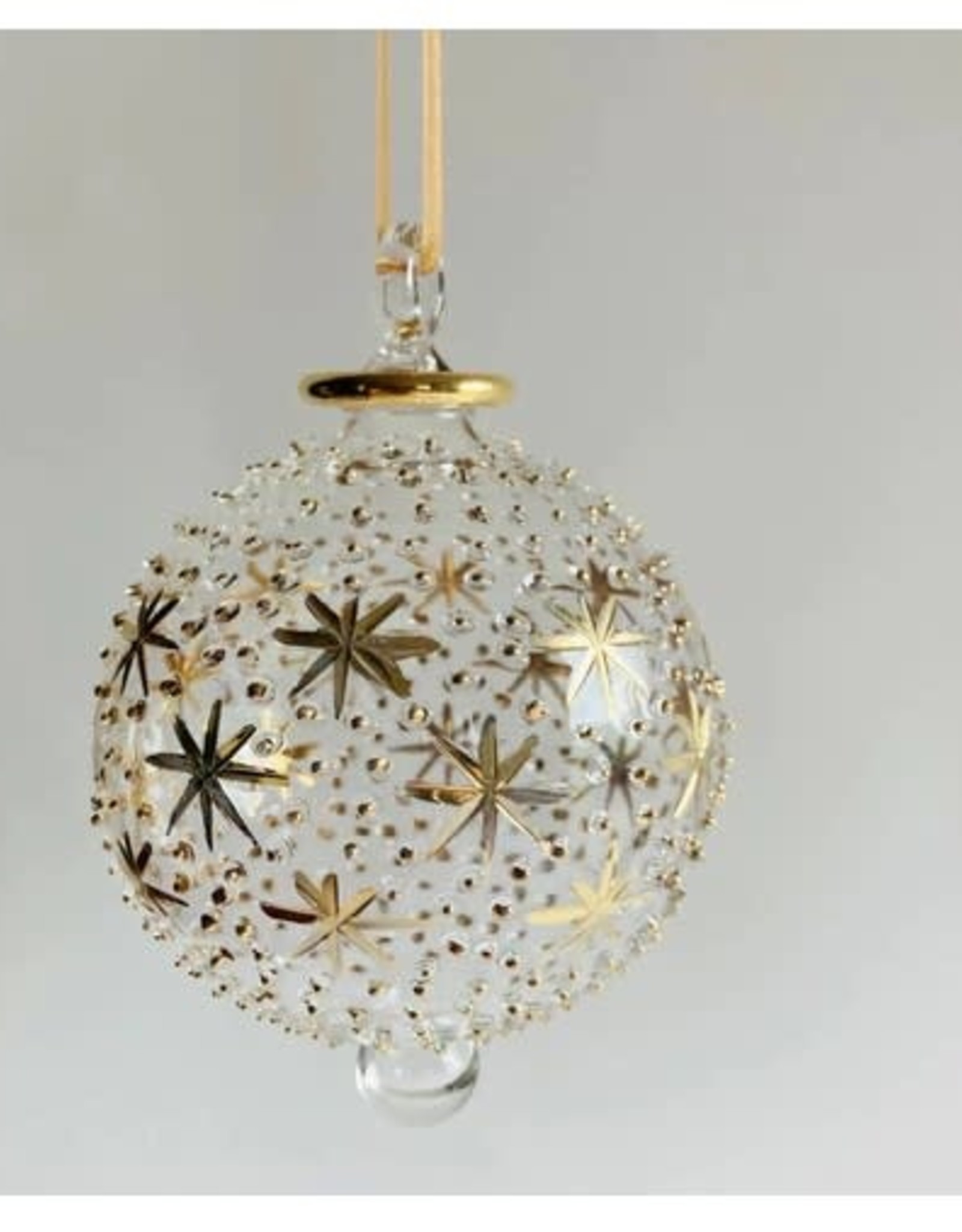 Egypt Blown Glass Gold Stars and Dots  3.35" - Egypt
