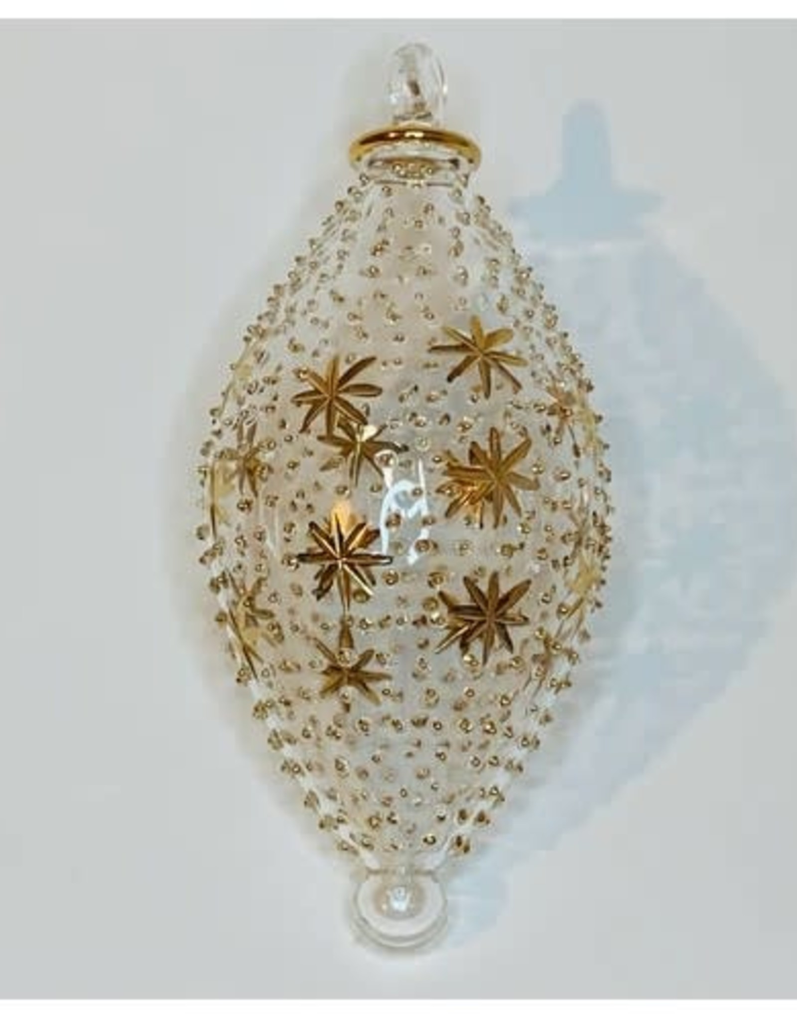 Egypt Blown Glass Oval Gold Stars & Dots   - Egypt
