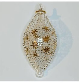 Egypt Blown Glass Oval Gold Stars & Dots   - Egypt