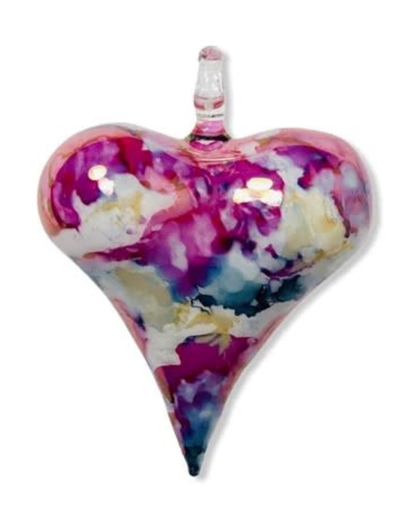 Dandarah Ornament Blown Glass Heart Multi/Fuchsia - Egypt