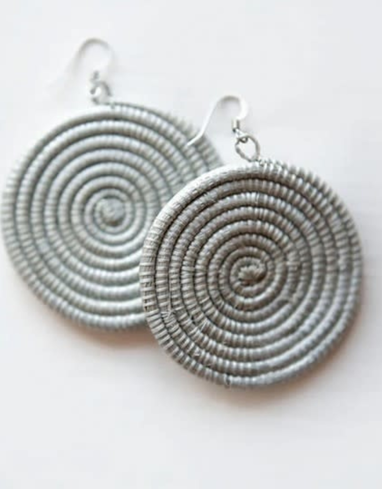 Rwanda Earrings  Large  Disc Ice Blue - Rwanda