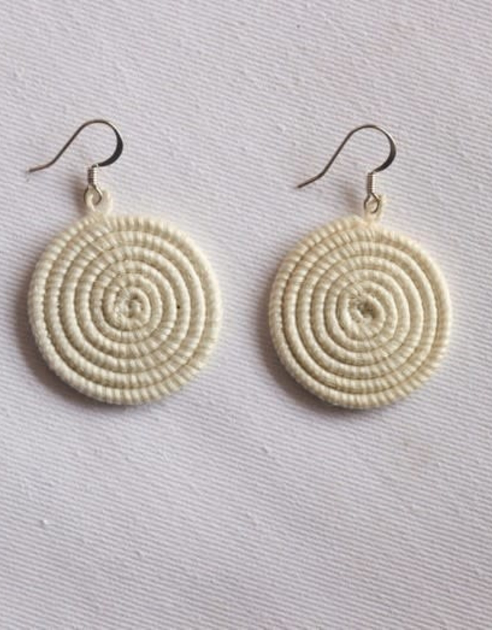 Rwanda Earrings Small Disc White Azizi Life - Rwanda