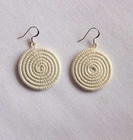 Rwanda Earrings Small Disc White Azizi Life - Rwanda