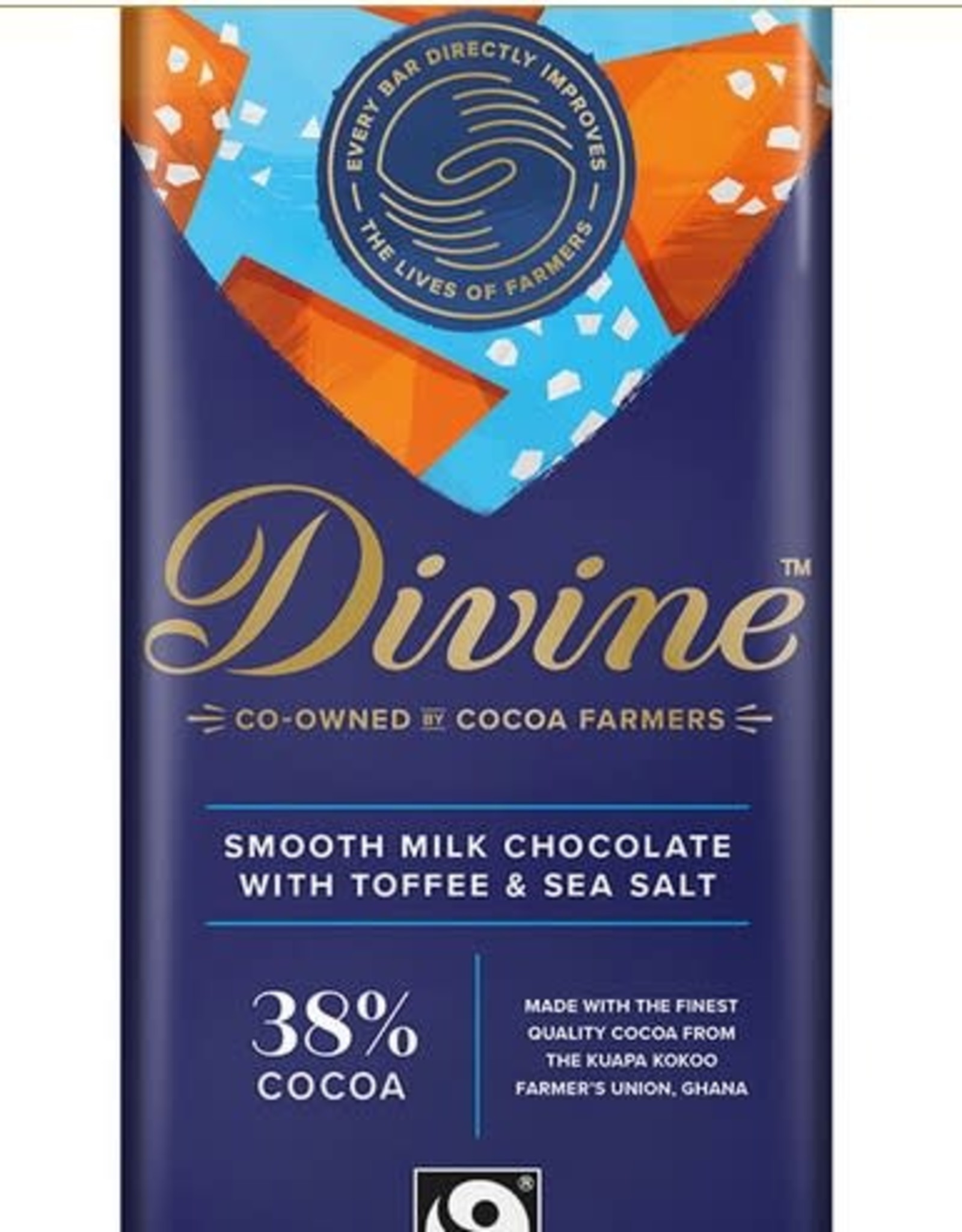 Divine Chocolate Divine Smooth Milk Chocolate with Toffee and Sea Salt 38% Cocoa