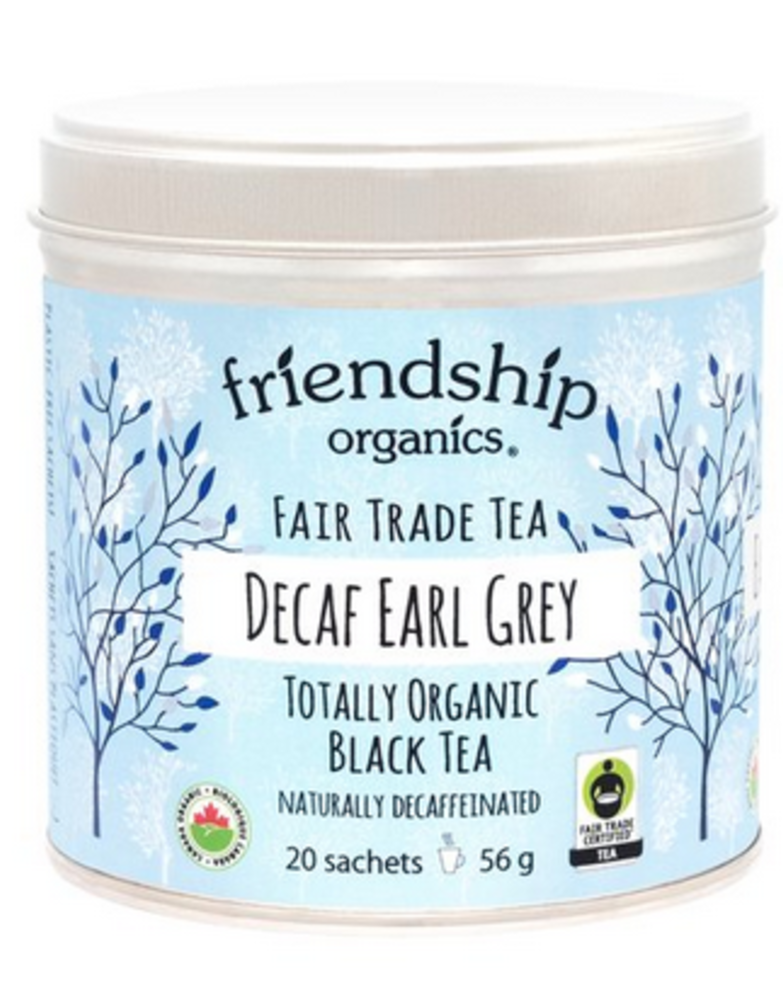 India Tea Decaf Earl Grey Sachets Tin Friendship Organics