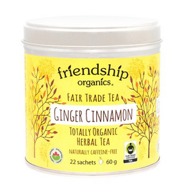 India Tea Ginger Cinnamon Bags Tin Friendship Organics
