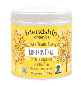 India Tea Rooibos Chai Tin Sachets Friendship Organics