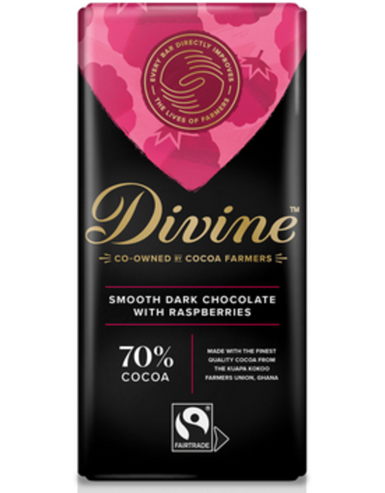 Ghana Divine Dark Chocolate with Raspberries