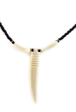 Kenya Necklace Bone Tooth on Bead Chain (White) - Kenya