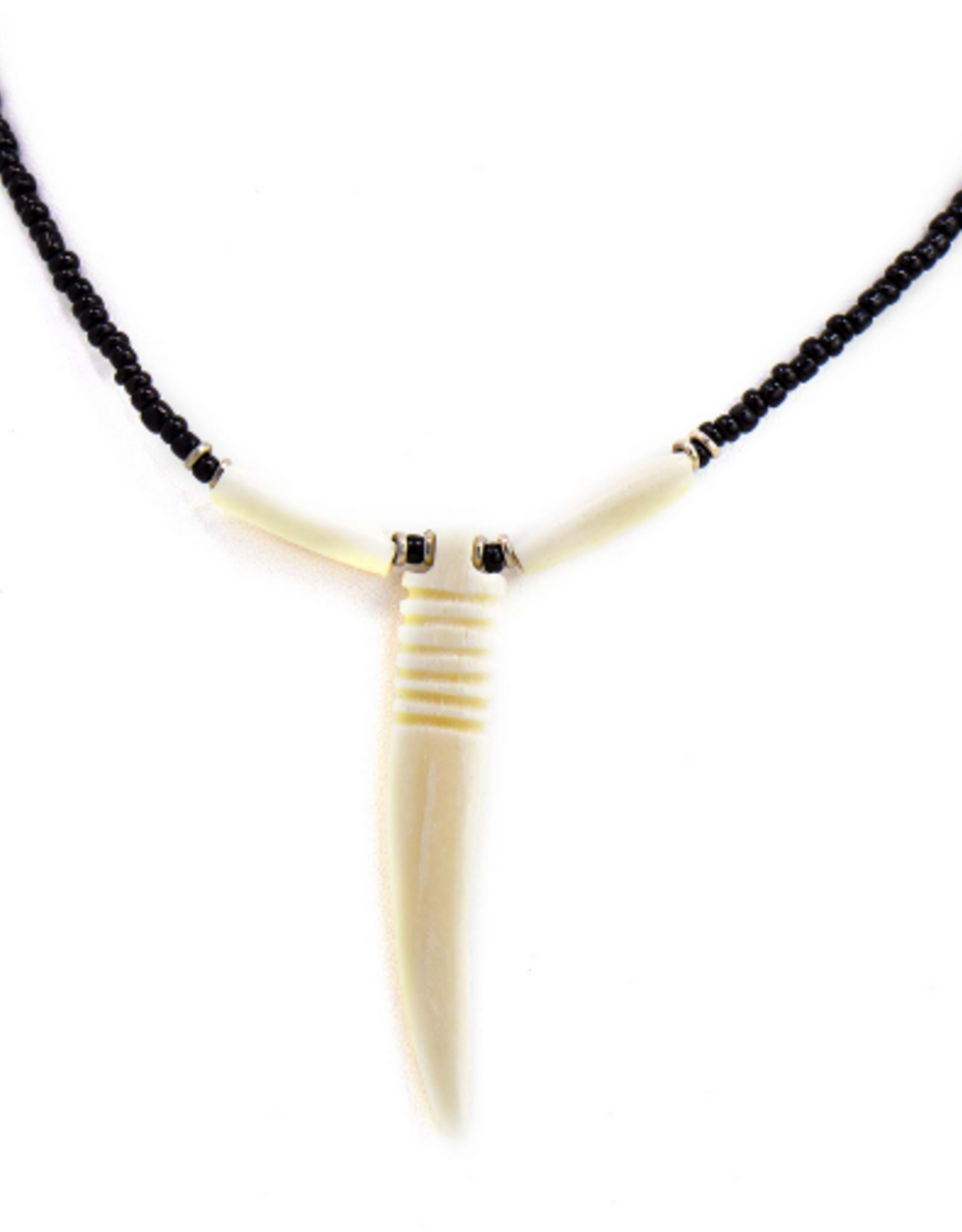 Global Crafts Necklace Bone Tooth on Bead chain-Kenya