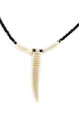 Kenya Necklace Bone Tooth on Bead Chain (White) - Kenya