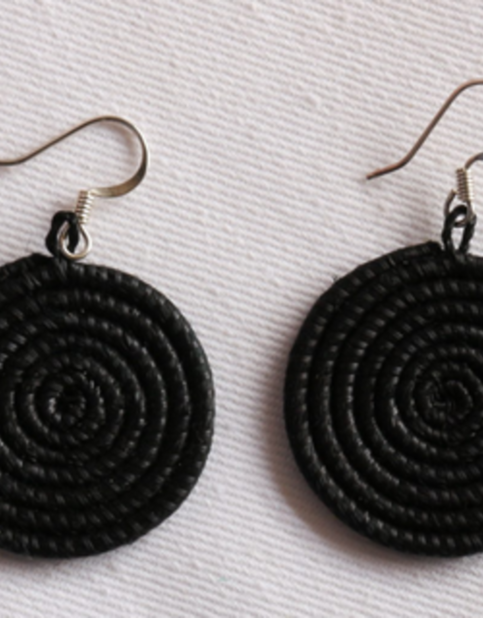 Rwanda Earrings Small Disc Black Azizi Life  - Rwanda